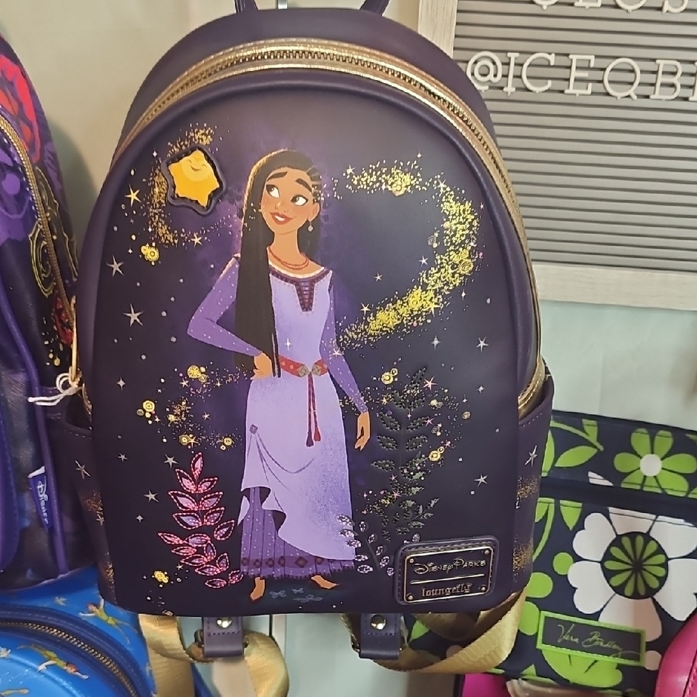 Loungefly Dark Purple Backpack with Character and Star Design - Picture 1 of 5